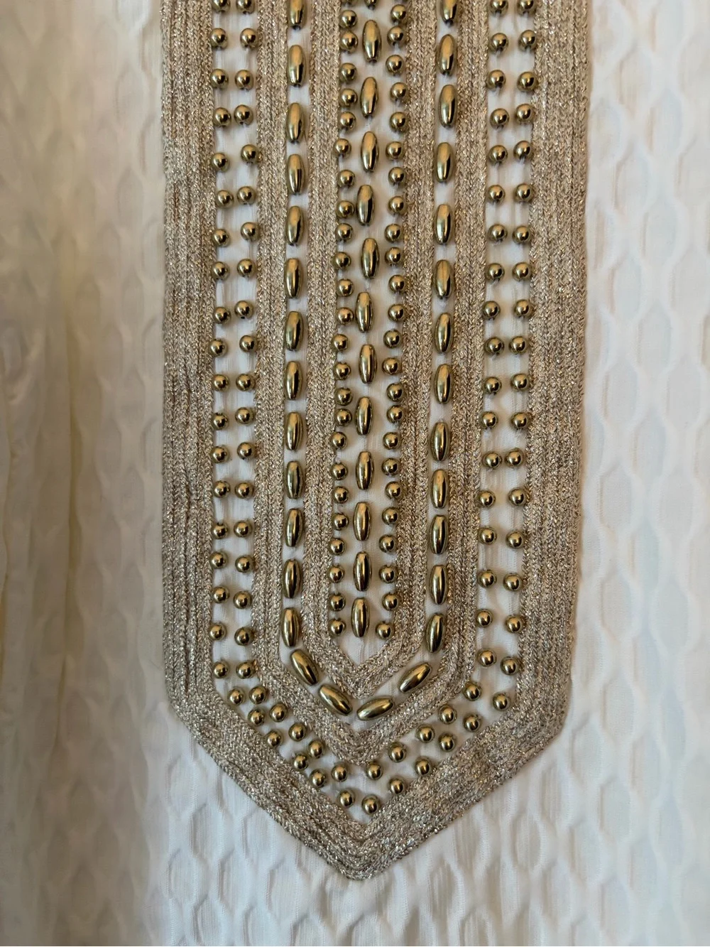 Lilly Pulitzer Cream Textured Shift Dress with Gold Embellished Neckline - Picture 15 of 16